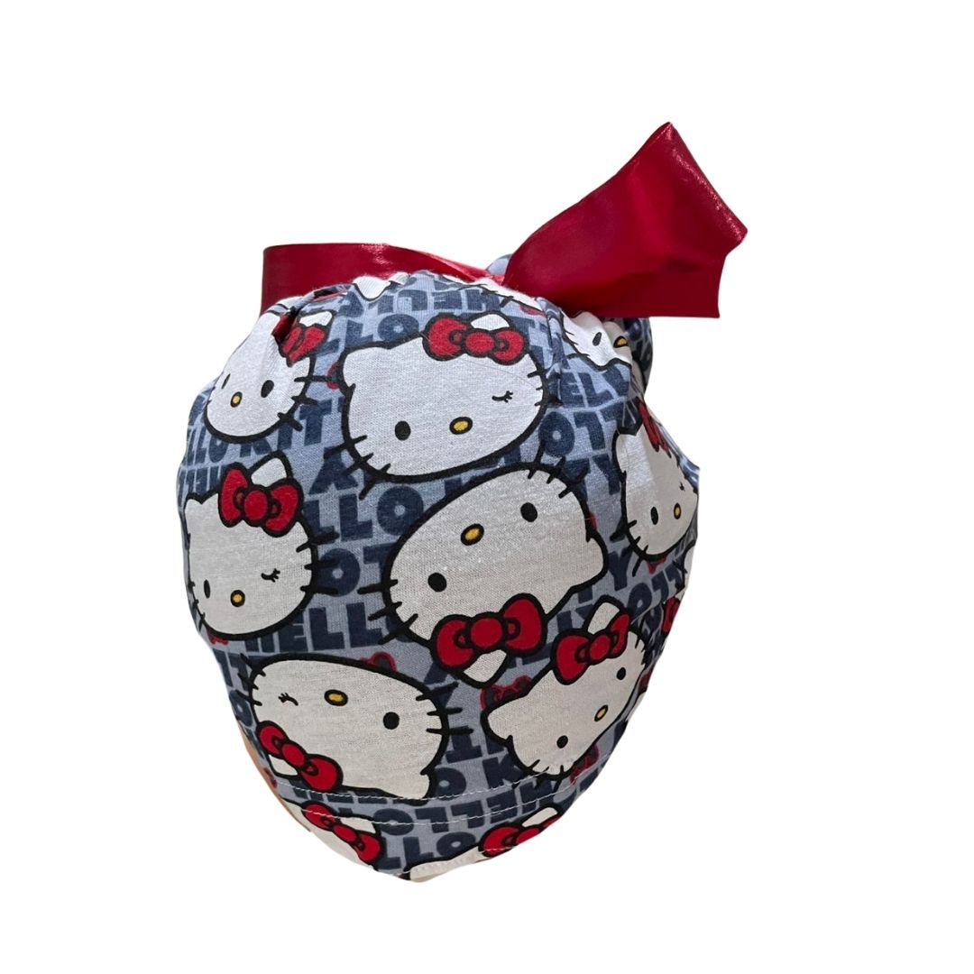 Gorro Quirúrgico Medico - Hello Kitty - Rosa - Listón - Gris 2
