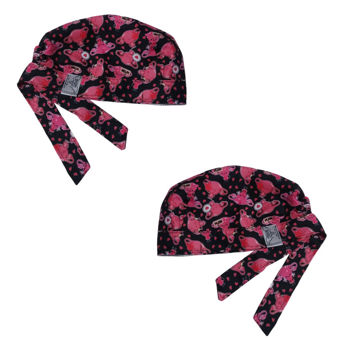 Gorro Quirúrgico Estampado Utero Gorrito Medico uteros corazón