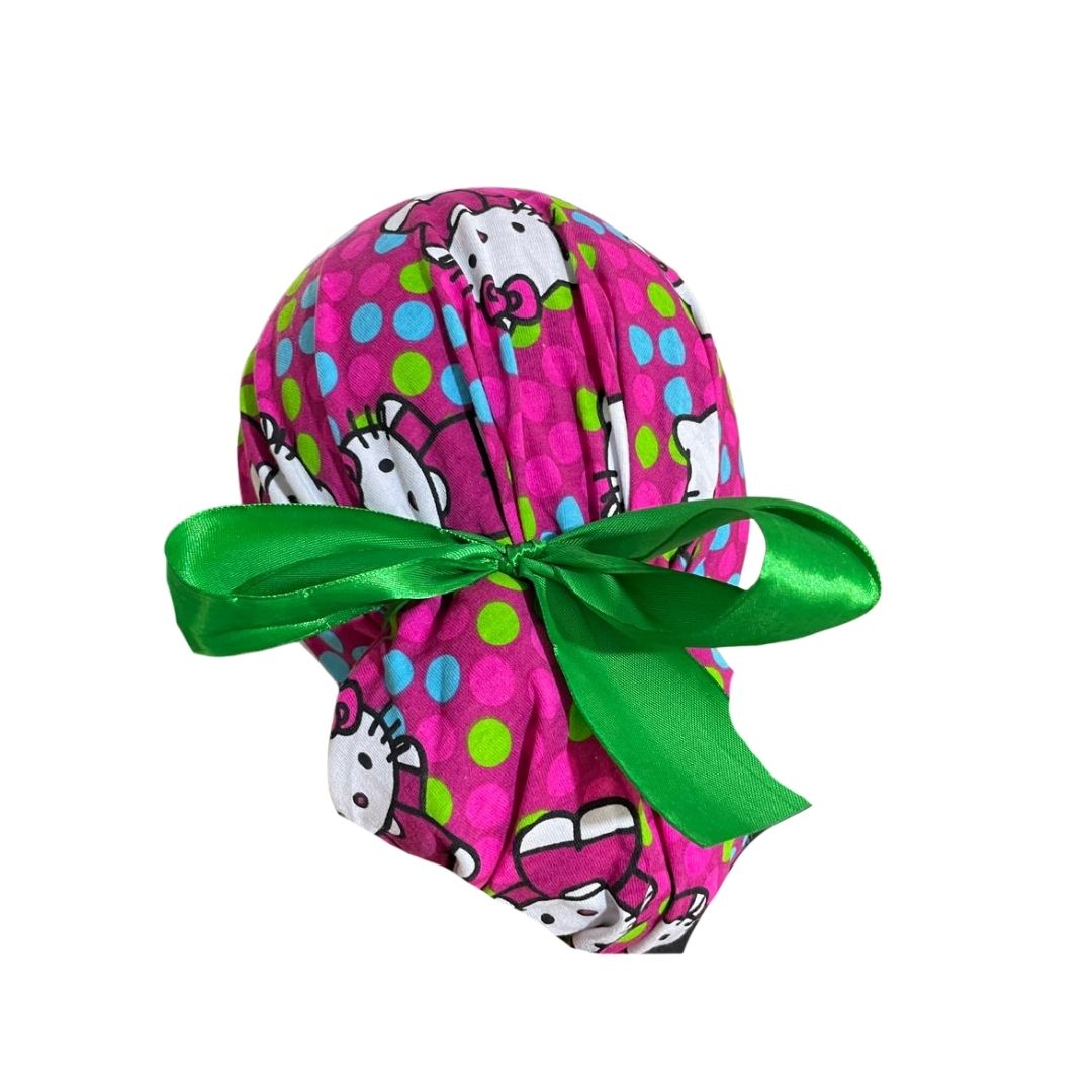 Gorro Quirúrgico Medico - Hello Kitty - Rosa - Listón - Lunares