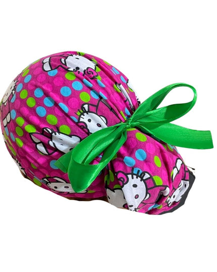 Gorro Quirúrgico Medico - Hello Kitty - Rosa - Listón - Lunares