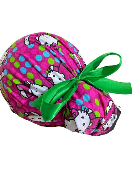 Gorro Quirúrgico Medico - Hello Kitty - Rosa - Listón - Lunares