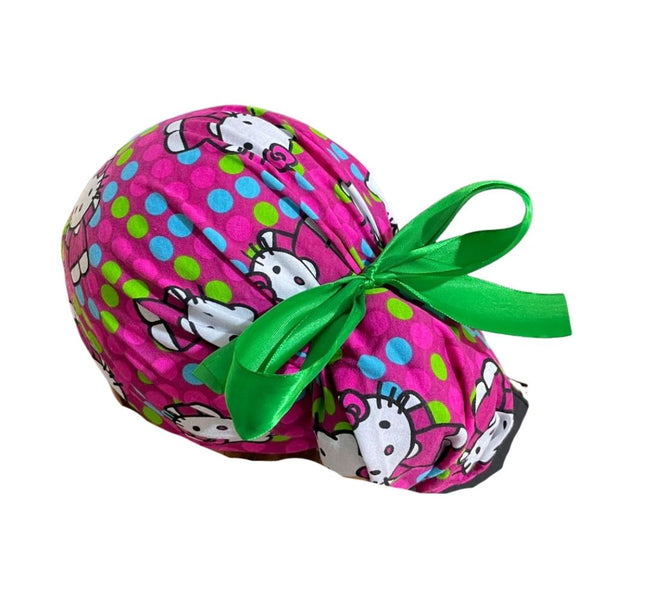 Gorro Quirúrgico Medico - Hello Kitty - Rosa - Listón - Lunares
