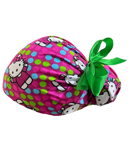Gorro Quirúrgico Medico - Hello Kitty - Rosa - Listón - Lunares