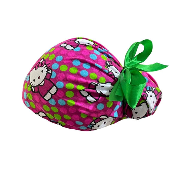 Gorro Quirúrgico Medico - Hello Kitty - Rosa - Listón - Lunares