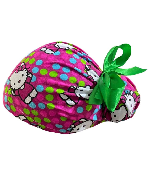 Gorro Quirúrgico Medico - Hello Kitty - Rosa - Listón - Lunares