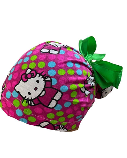 Gorro Quirúrgico Medico - Hello Kitty - Rosa - Listón - Lunares