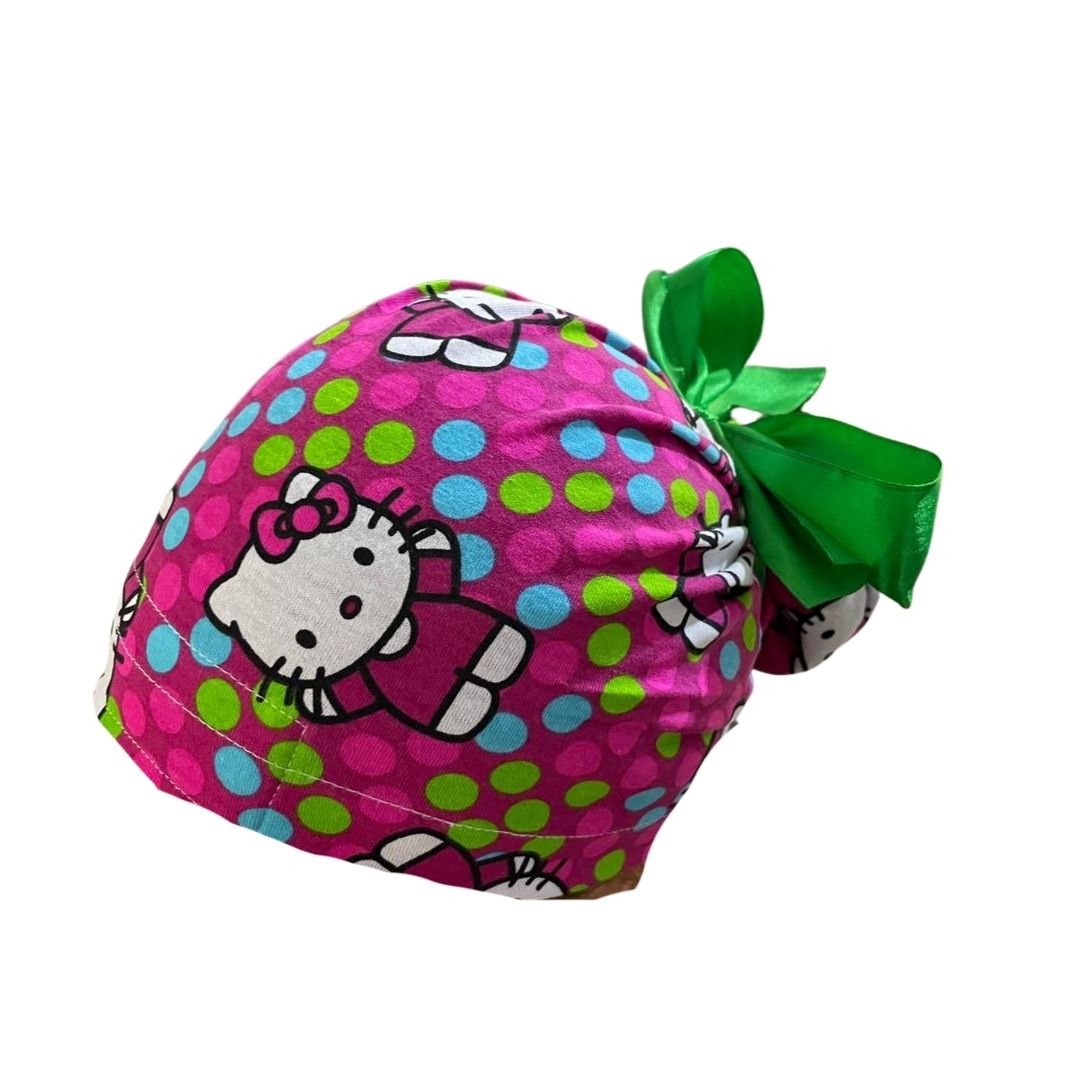 Gorro Quirúrgico Medico - Hello Kitty - Rosa - Listón - Lunares