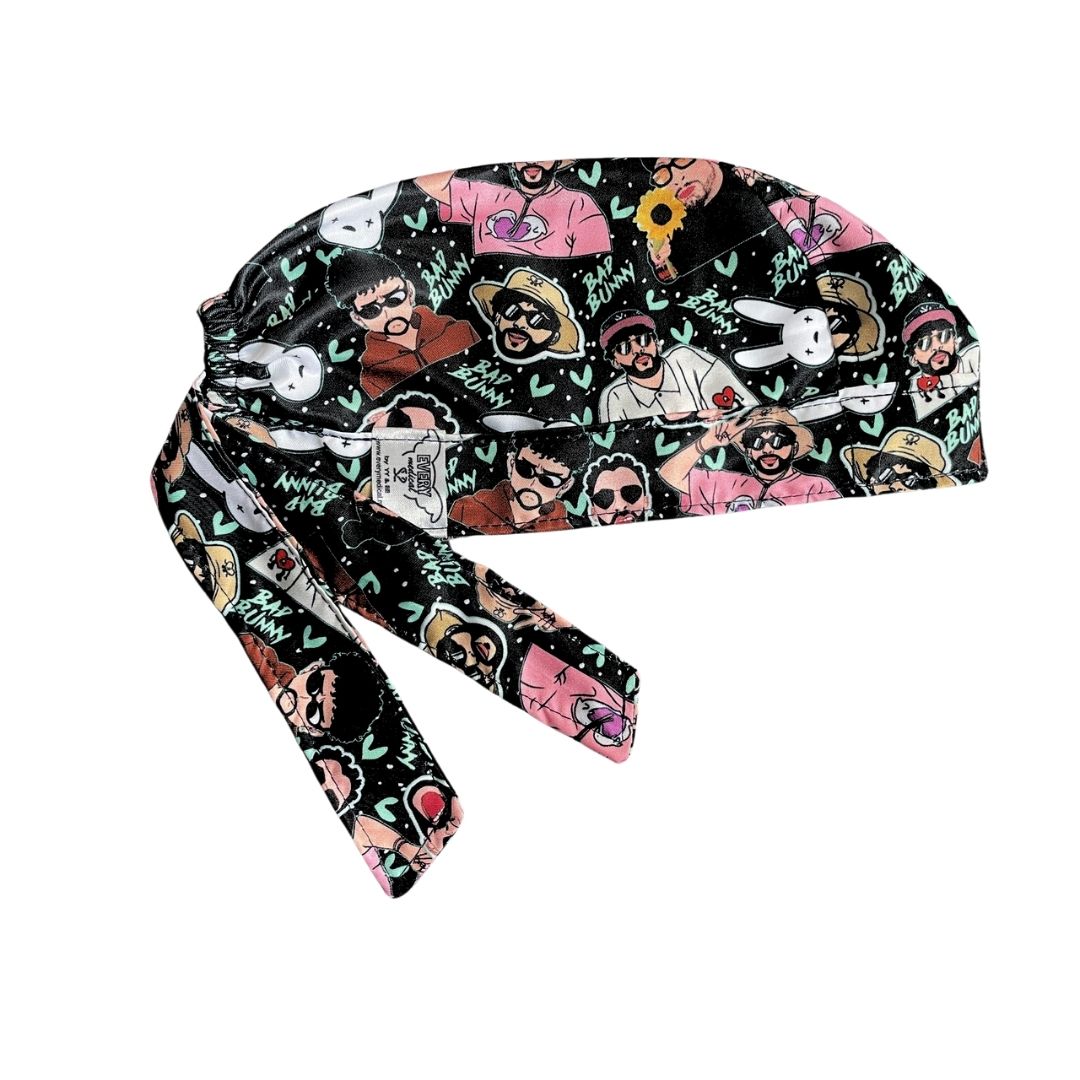 Gorro Quirúrgico - Estampado - Bad Bunny - Negro2