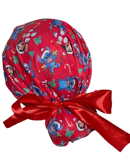 Gorro Quirúrgico Medico - Lilo Y Stitch - Listón - Rojo