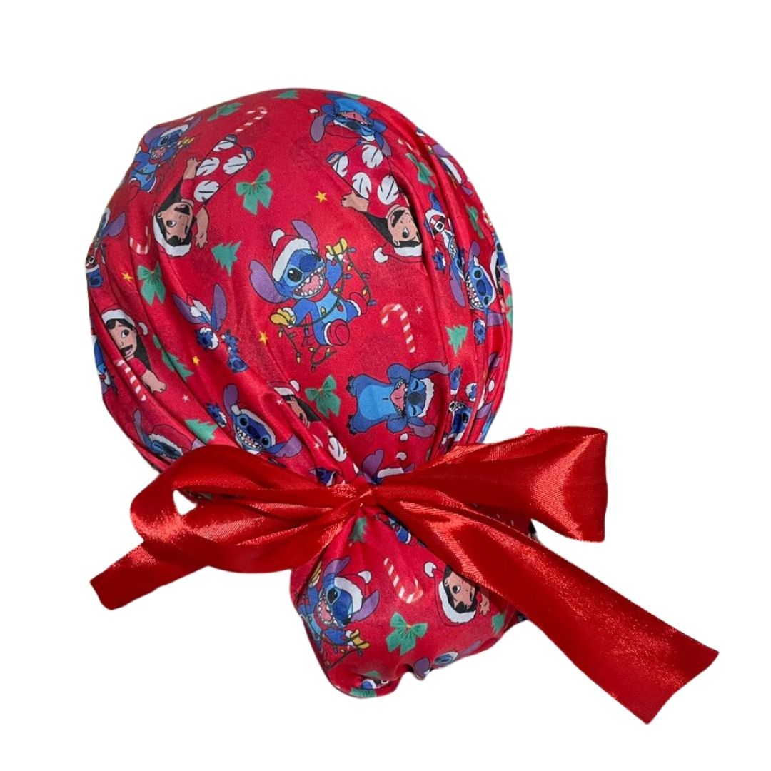 Gorro Quirúrgico Medico - Lilo Y Stitch - Listón - Rojo