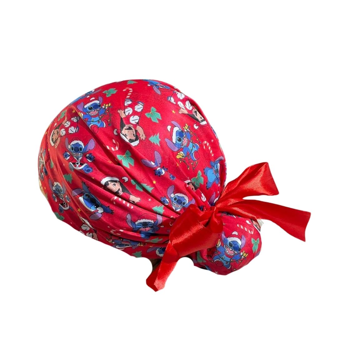 Gorro Quirúrgico Medico - Lilo Y Stitch - Listón - Rojo