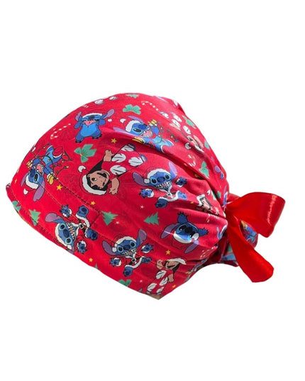 Gorro Quirúrgico Medico - Lilo Y Stitch - Listón - Rojo