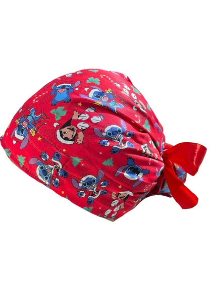 Gorro Quirúrgico Medico - Lilo Y Stitch - Listón - Rojo