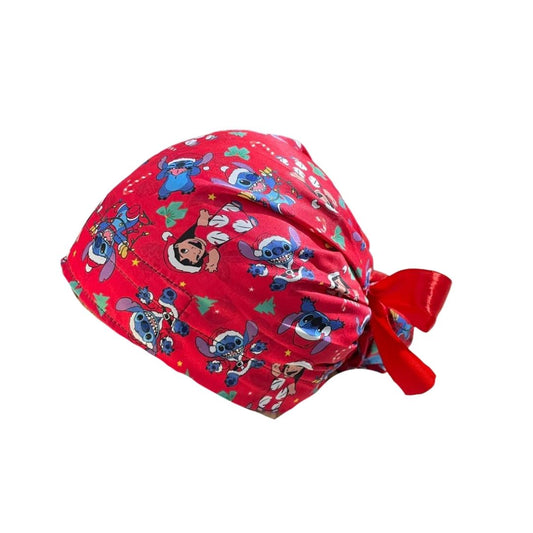 Gorro Quirúrgico Medico - Lilo Y Stitch - Listón - Rojo
