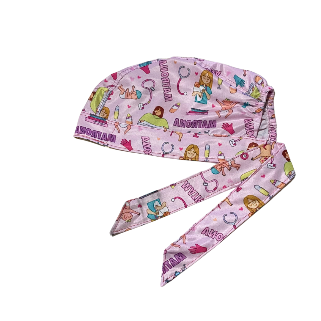 Gorro Quirúrgico Estampado Enfermera Saturada -antifuidos ROSA