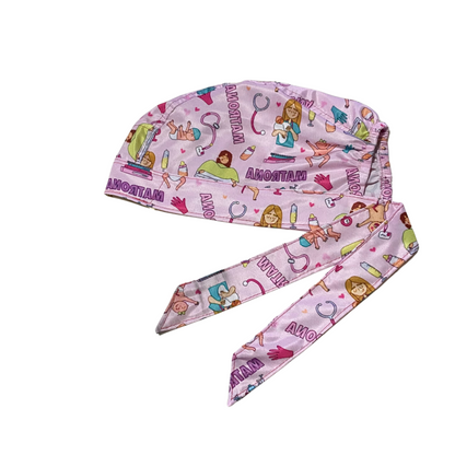 Gorro Quirúrgico Estampado Enfermera Saturada -antifuidos ROSA