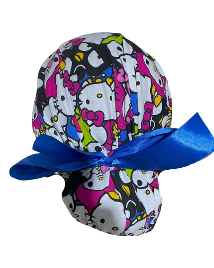 Gorro Quirúrgico Medico - Hello Kitty - Rosa - Listón - Blanco