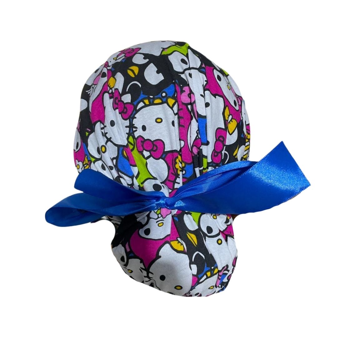 Gorro Quirúrgico Medico - Hello Kitty - Rosa - Listón - Blanco