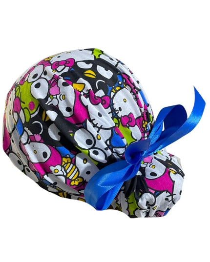 Gorro Quirúrgico Medico - Hello Kitty - Rosa - Listón - Blanco