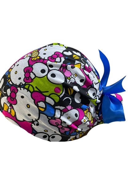 Gorro Quirúrgico Medico - Hello Kitty - Rosa - Listón - Blanco