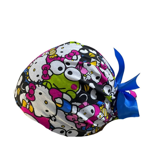 Gorro Quirúrgico Medico - Hello Kitty - Rosa - Listón - Blanco