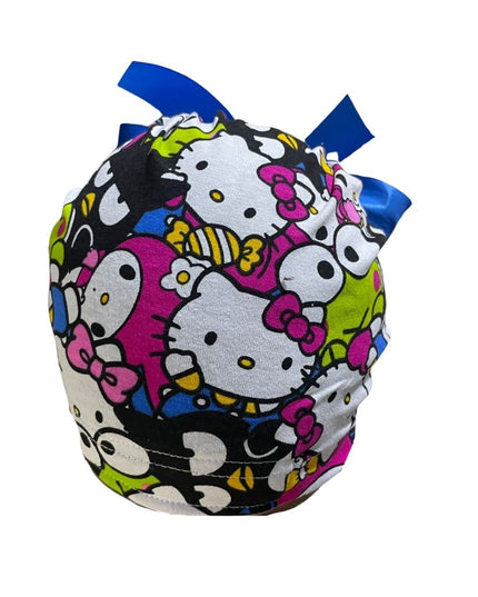 Gorro Quirúrgico Medico - Hello Kitty - Rosa - Listón - Blanco