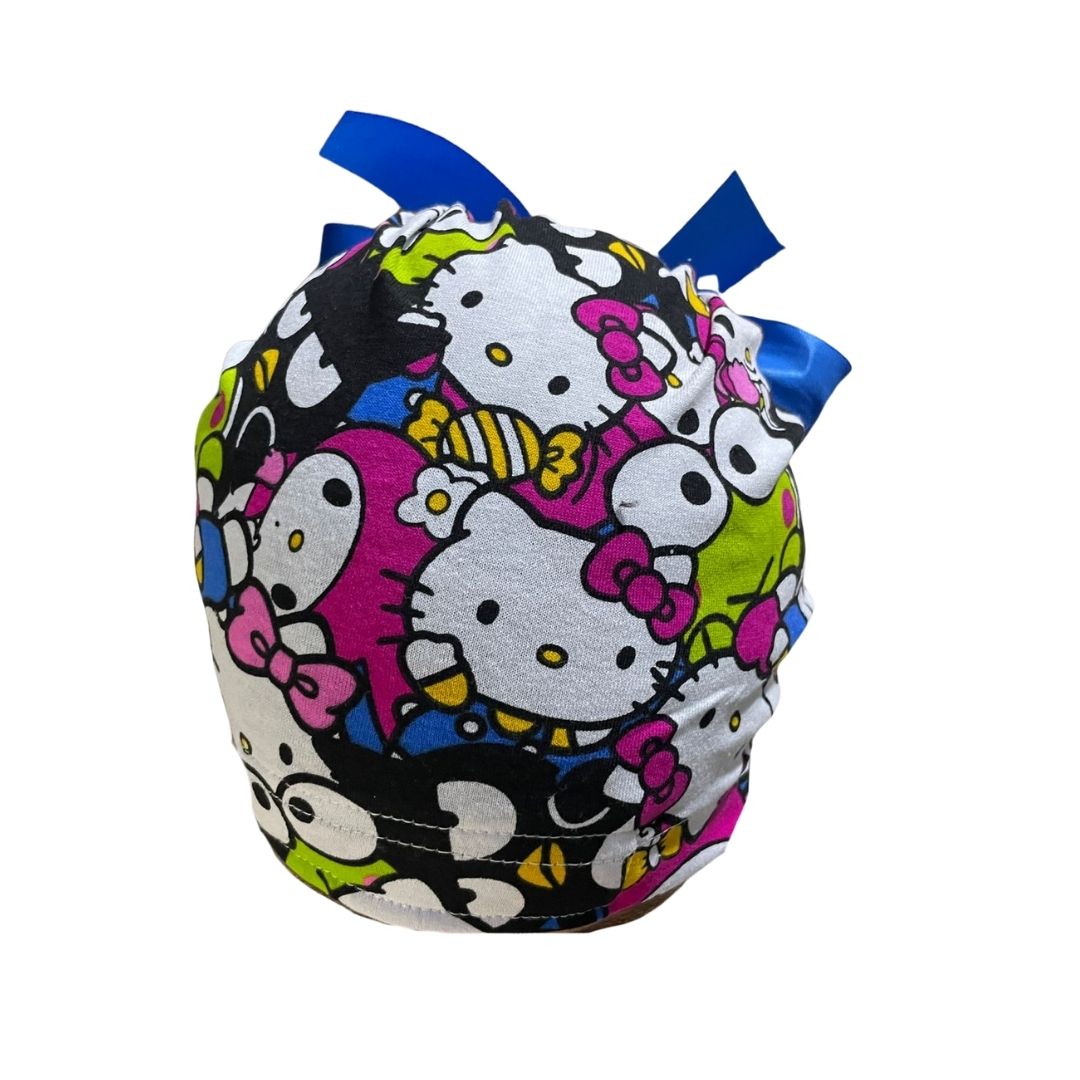 Gorro Quirúrgico Medico - Hello Kitty - Rosa - Listón - Blanco