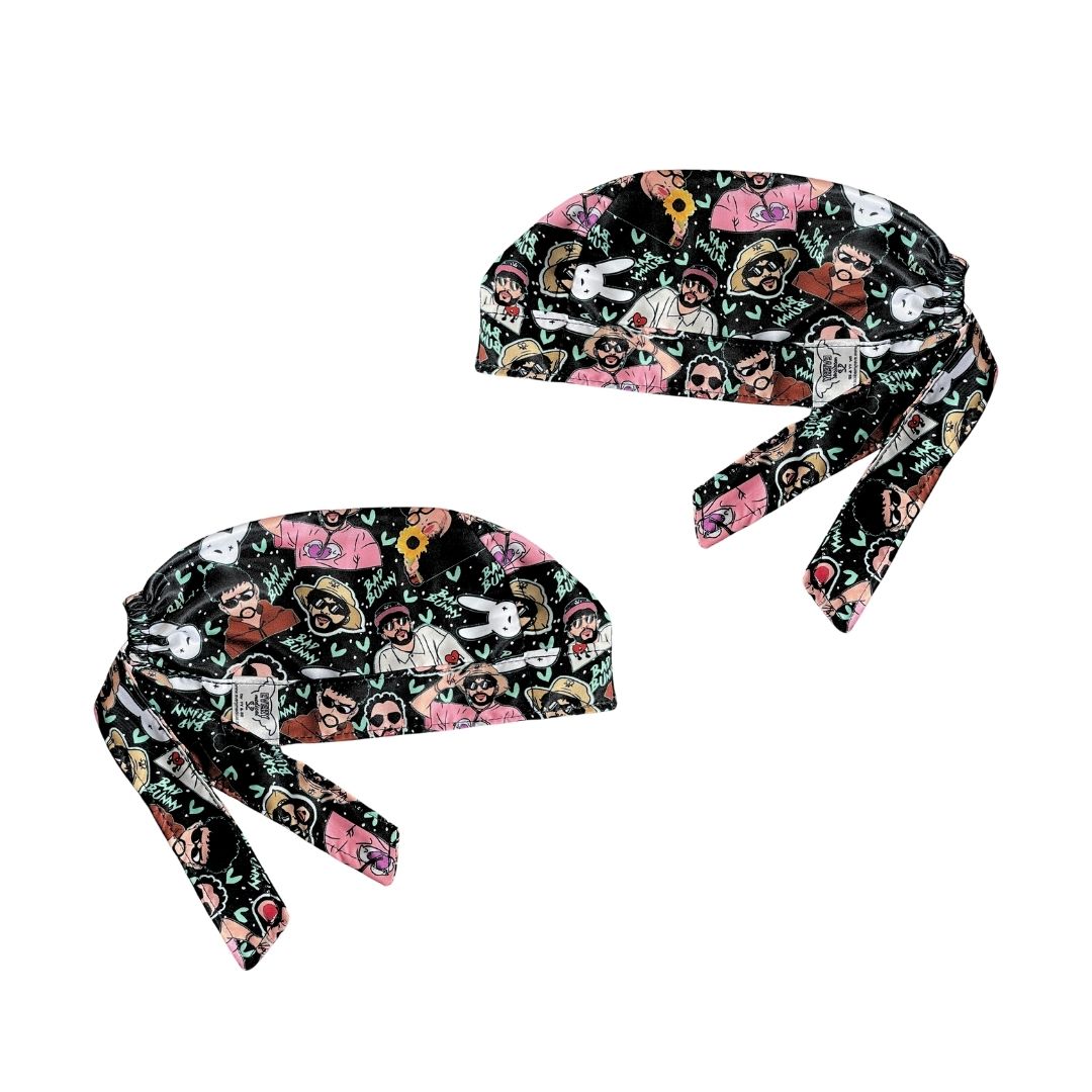 Gorro Quirúrgico - Estampado - Bad Bunny - Negro2