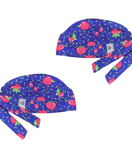 Gorro Medico Quirúrgico - Cerezas Cherry Berry - Frutas Fresas - Azul