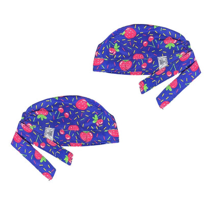 Gorro Medico Quirúrgico - Cerezas Cherry Berry - Frutas Fresas - Azul