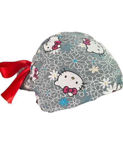Gorro Quirúrgico - Hello Kitty - Rosa - Listón - Gris