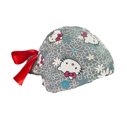 Gorro Quirúrgico - Hello Kitty - Rosa - Listón - Gris