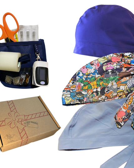 caja misteriosa  1 salva bolsiilos y 3 Gorros Quirúrgico al azar Enfermeria de regalo