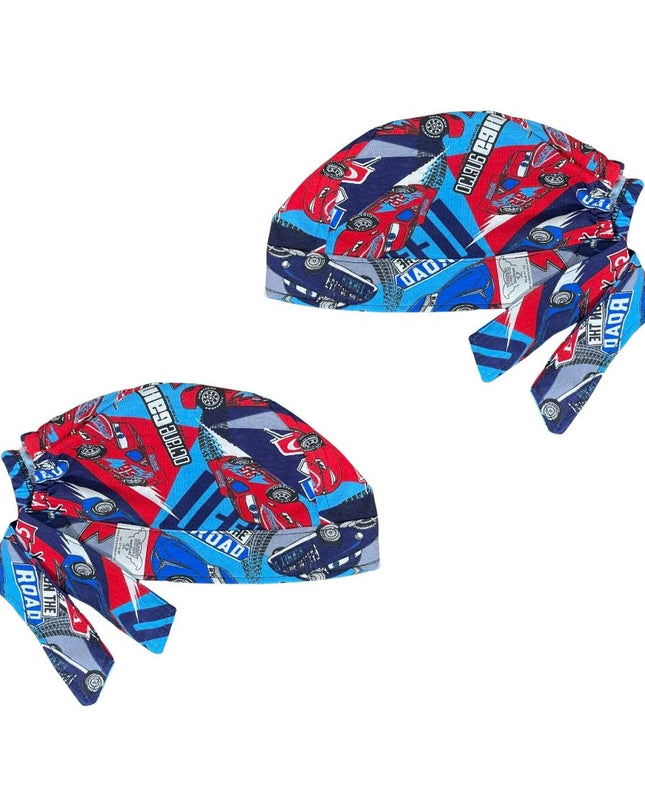 Gorro Quirúrgico - Cars - Nascar- Cordones - Antisudor - Celeste
