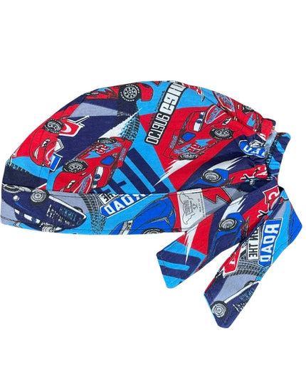 Gorro Quirúrgico - Cars - Nascar- Cordones - Antisudor - Celeste