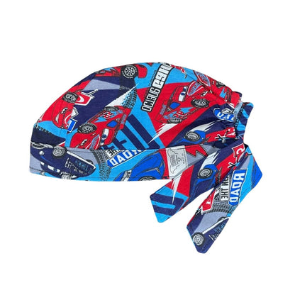 Gorro Quirúrgico - Cars - Nascar- Cordones - Antisudor - Celeste