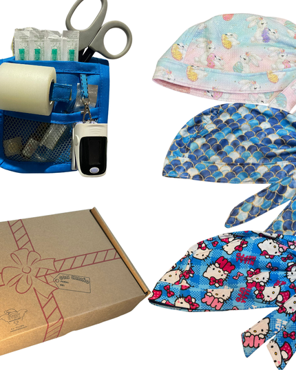 caja misteriosa  1 salva bolsiilos y 3 Gorros Quirúrgico al azar Enfermeria de regalo