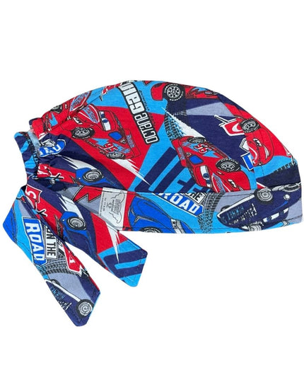 Gorro Quirúrgico - Cars - Nascar- Cordones - Antisudor - Celeste