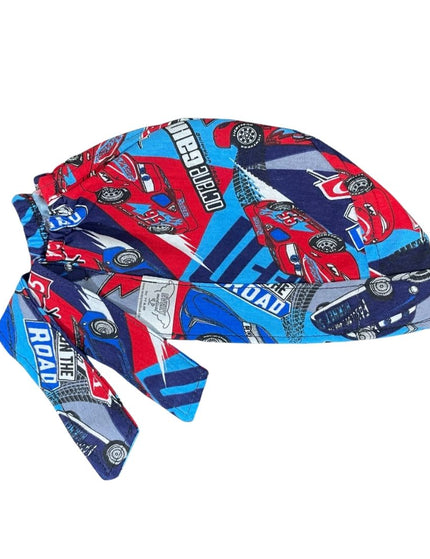 Gorro Quirúrgico - Cars - Nascar- Cordones - Antisudor - Celeste