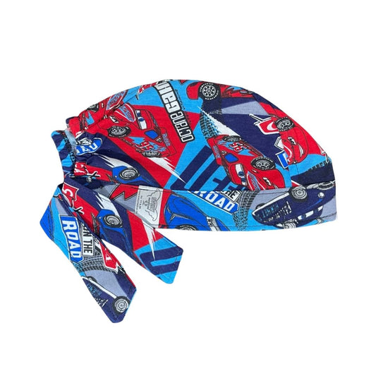 Gorro Quirúrgico - Cars - Nascar- Cordones - Antisudor - Celeste
