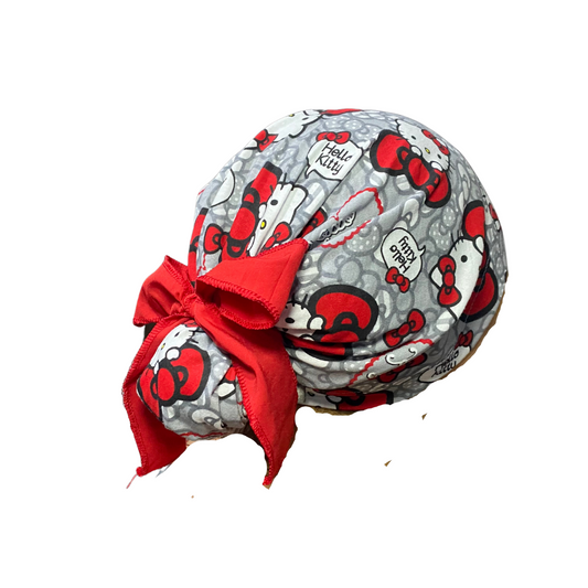 Gorro Quirúrgico Hello Kitty Rojo Con Listones - Antisudor