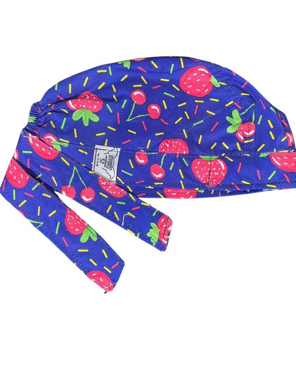 Gorro Medico Quirúrgico - Cerezas Cherry Berry - Frutas Fresas - Azul