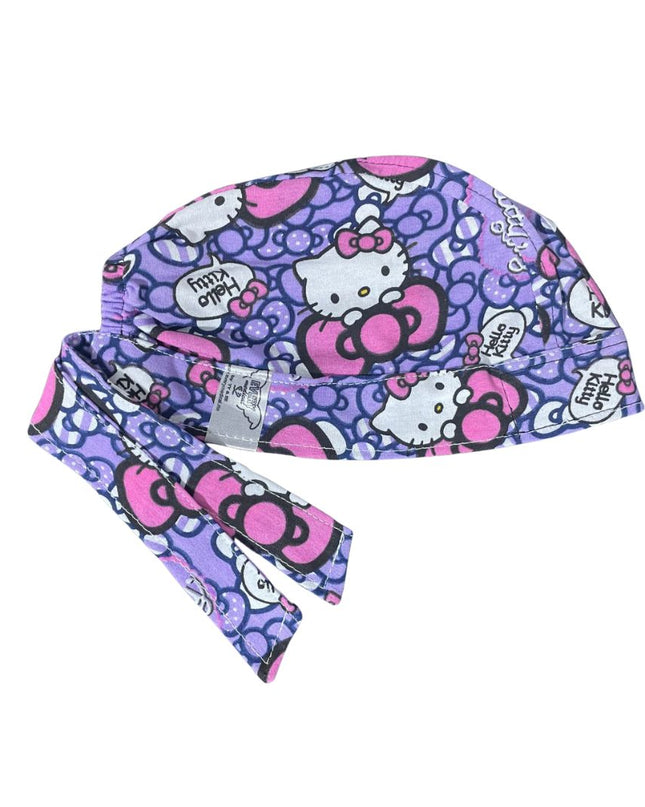 Gorro Medico Quirúrgico - Hello Kitty - Moños Rosas - Lila