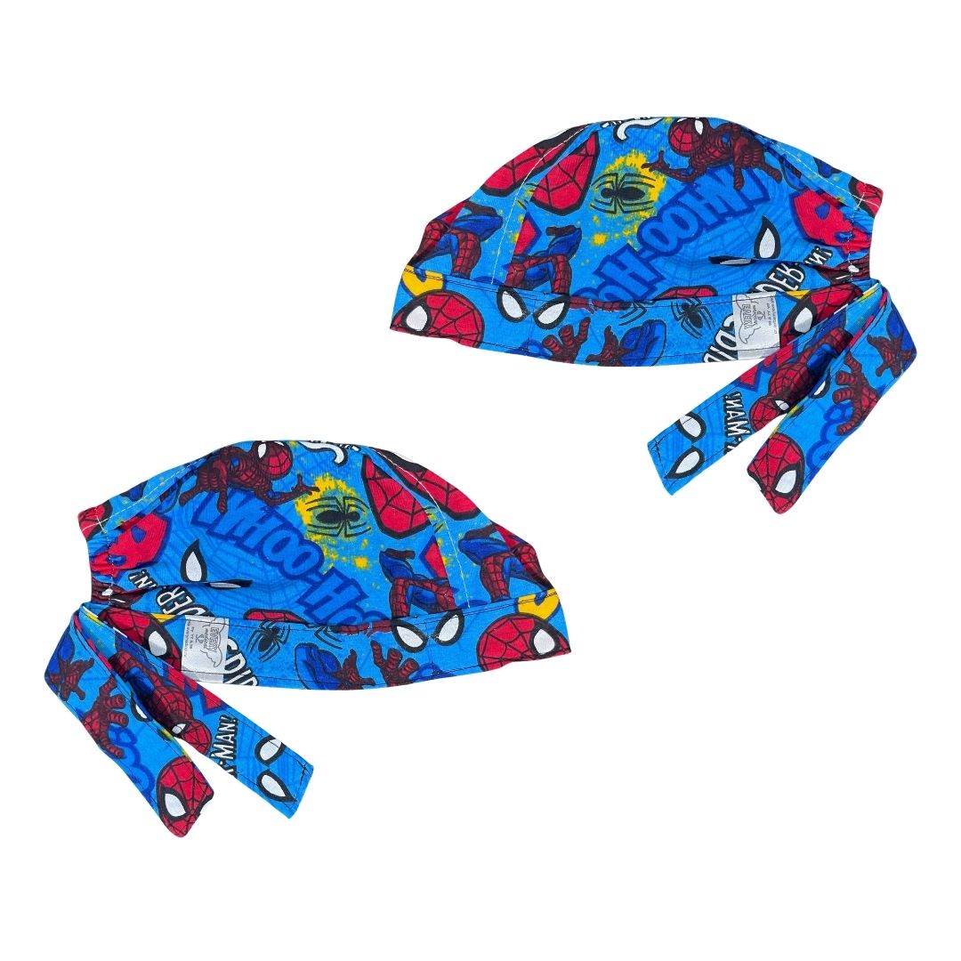 Gorro Quirúrgico - Estampado  - Spiderman - Antisudor - Celeste