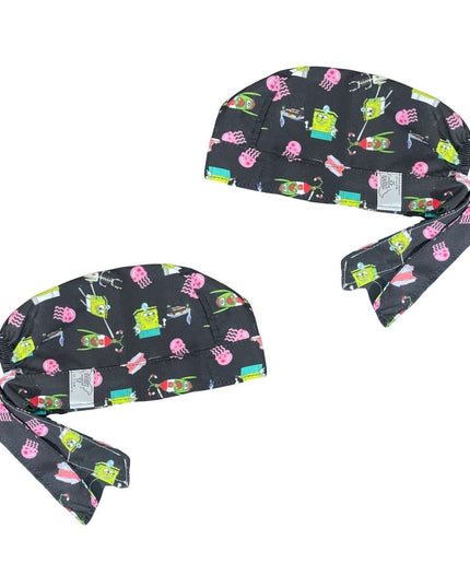 Gorro Medico Quirúrgico - Bob Esponja, Calamardo, Plankton - Negro - Bob Esponja CX