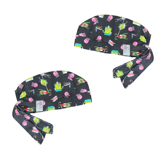 Gorro Medico Quirúrgico - Bob Esponja, Calamardo, Plankton - Negro - Bob Esponja CX