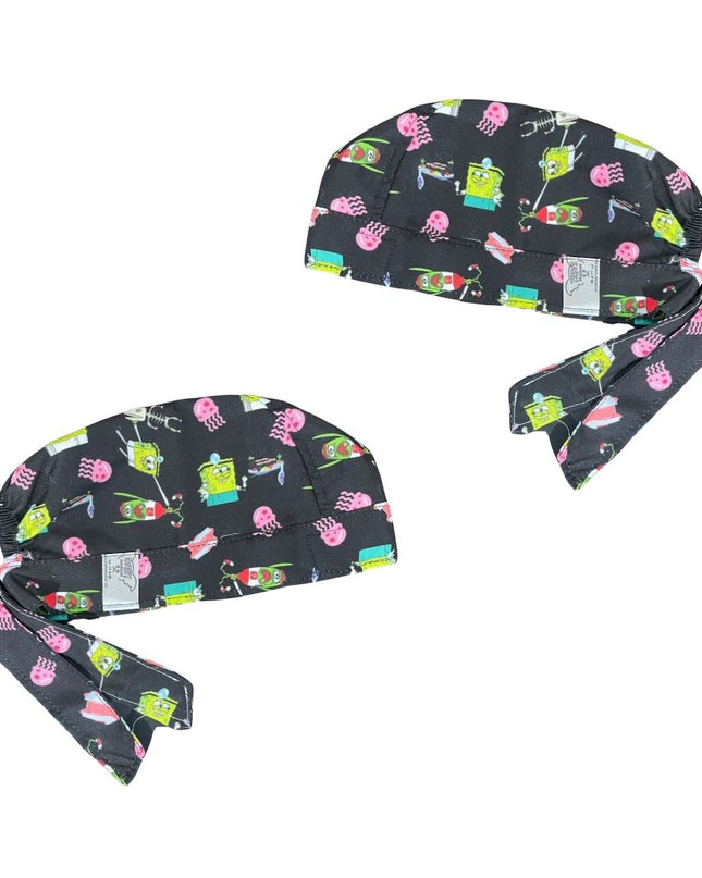 Gorro Medico Quirúrgico - Bob Esponja, Calamardo, Plankton - Negro - Bob Esponja CX