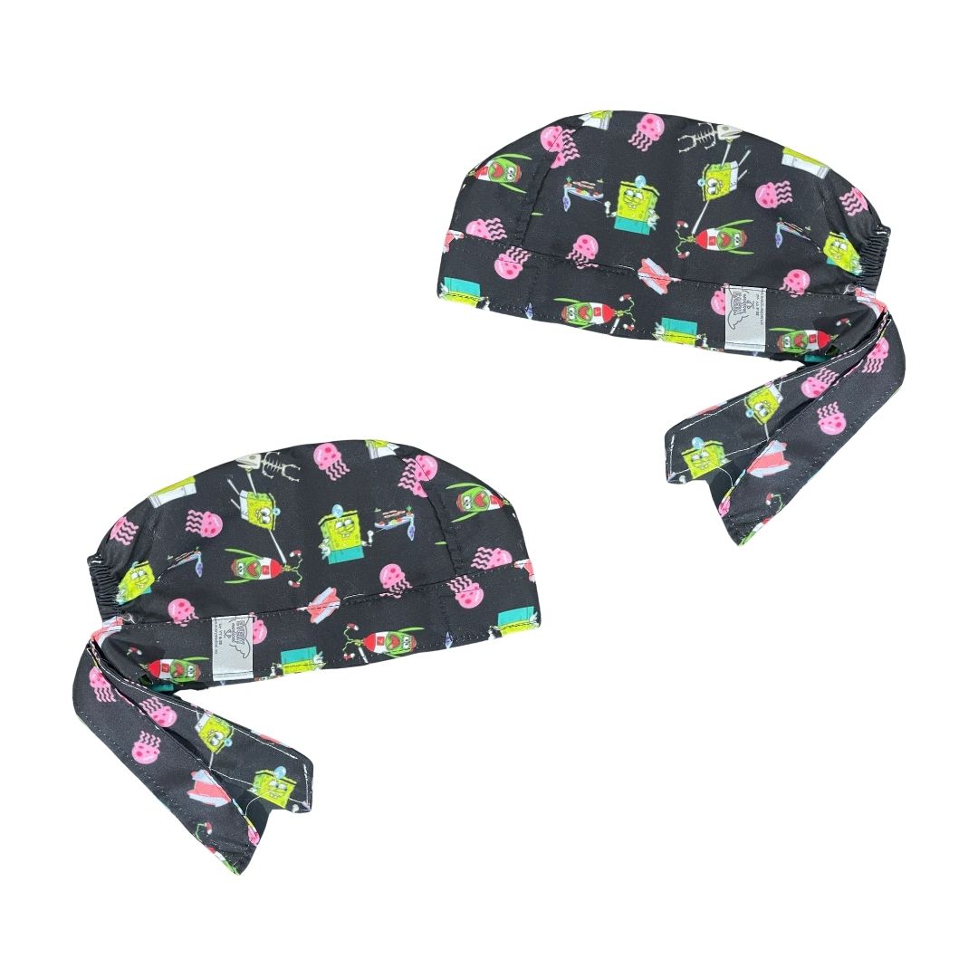 Gorro Medico Quirúrgico - Bob Esponja, Calamardo, Plankton - Negro - Bob Esponja CX