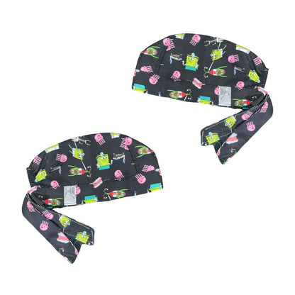 Gorro Medico Quirúrgico - Bob Esponja, Calamardo, Plankton - Negro - Bob Esponja CX
