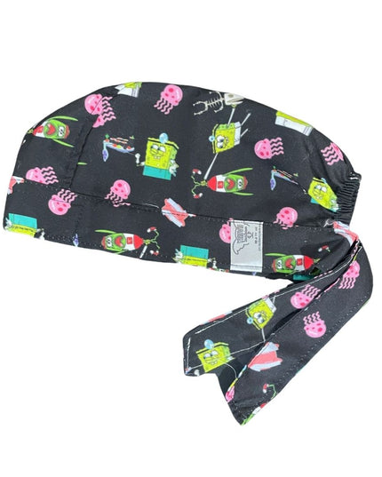 Gorro Medico Quirúrgico - Bob Esponja, Calamardo, Plankton - Negro - Bob Esponja CX
